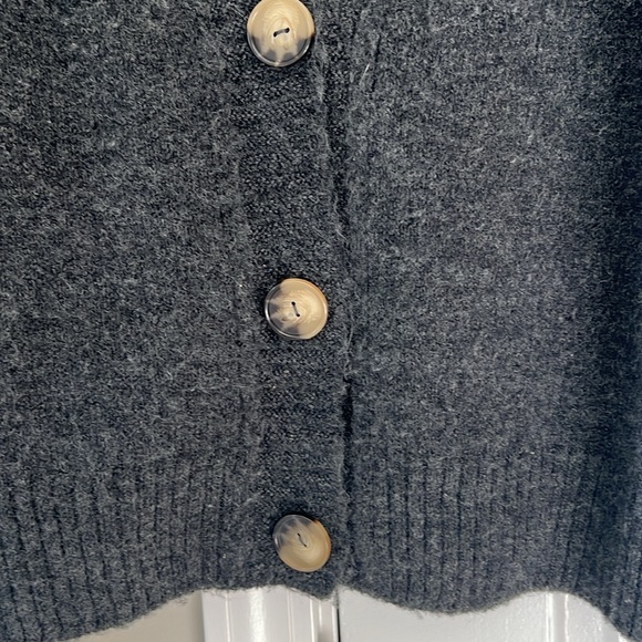 Topshop Cropped Button Cardigan Balloon Sleeve Sweater - Picture 4 of 6